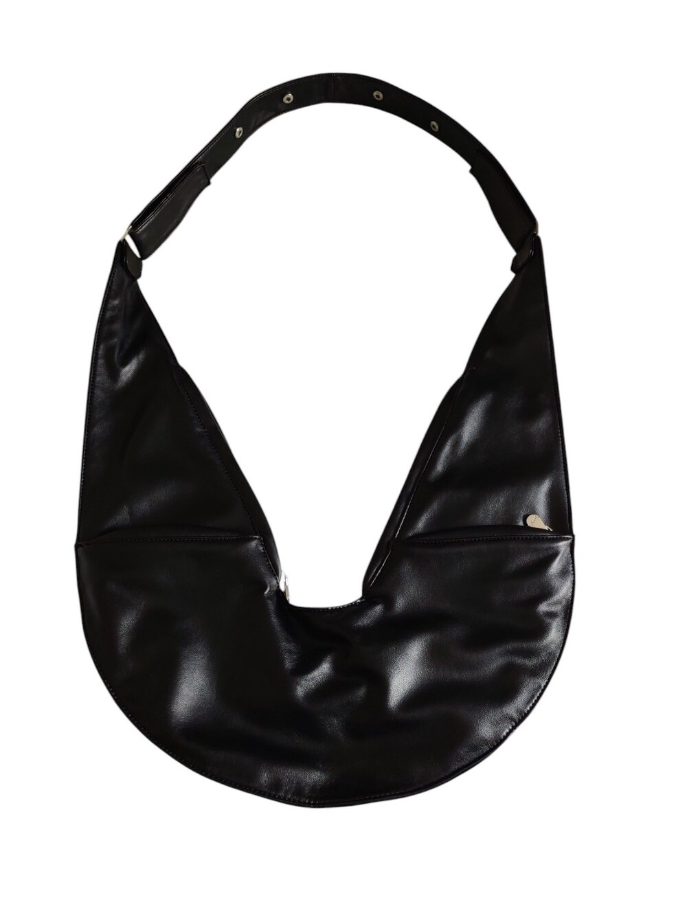 Sash Black Faux Leather Bag